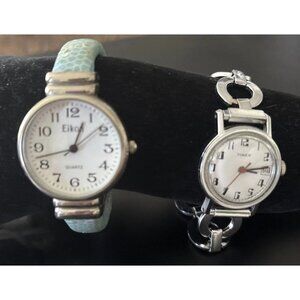 Lot Of 2-Girls Bracelet Watches-1 Eikon Quartz Blue Band-1 Timex-Need Batteries!